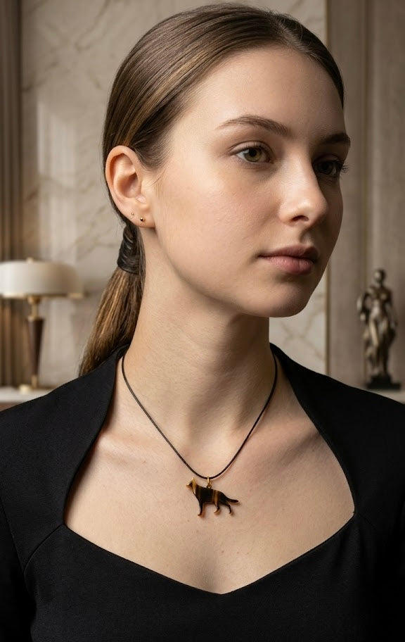 The Loyal Shadow: Custom Engraved Horn Jewelry Set (Necklace & Earrings)