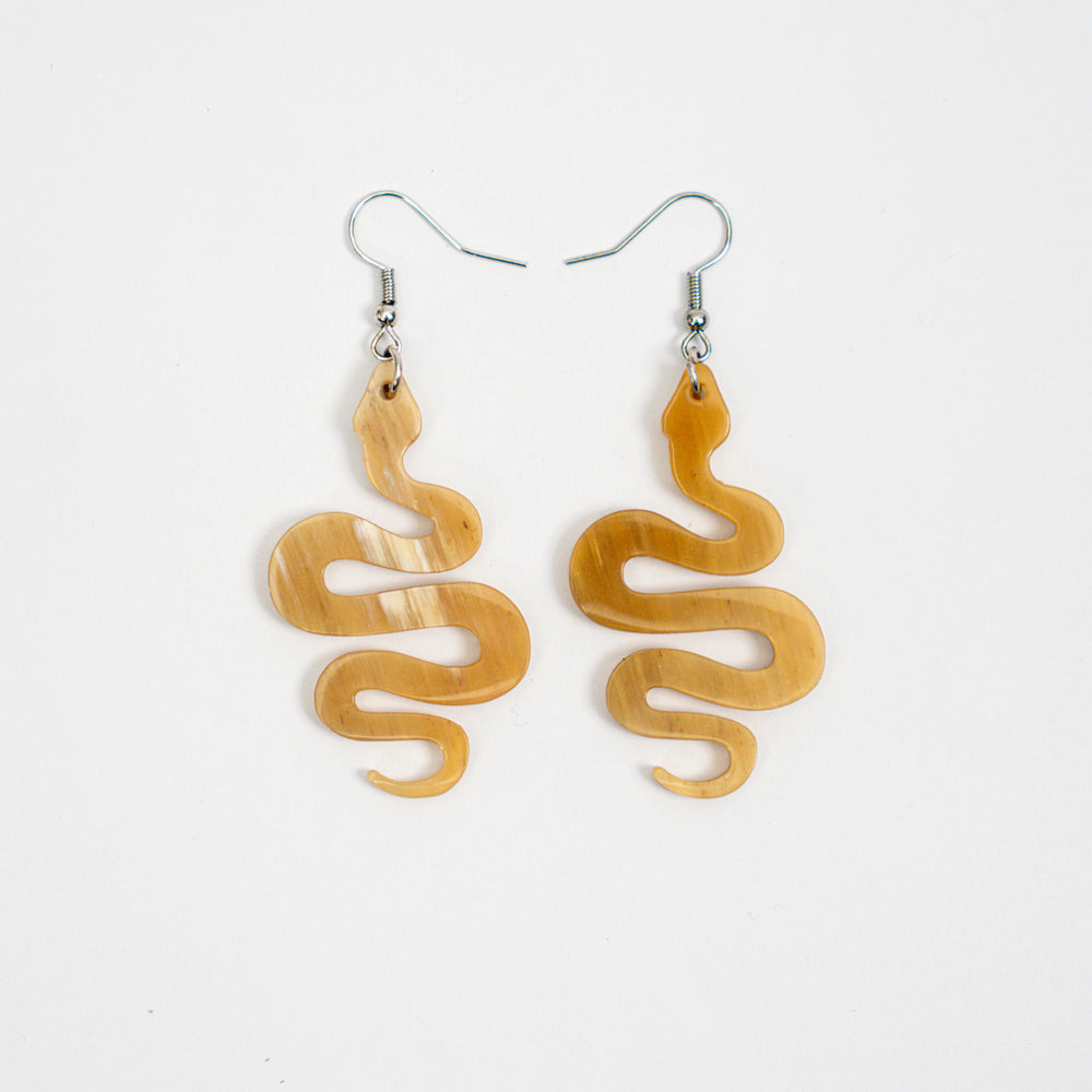 Artisan-Crafted Black Horn Drop Earrings