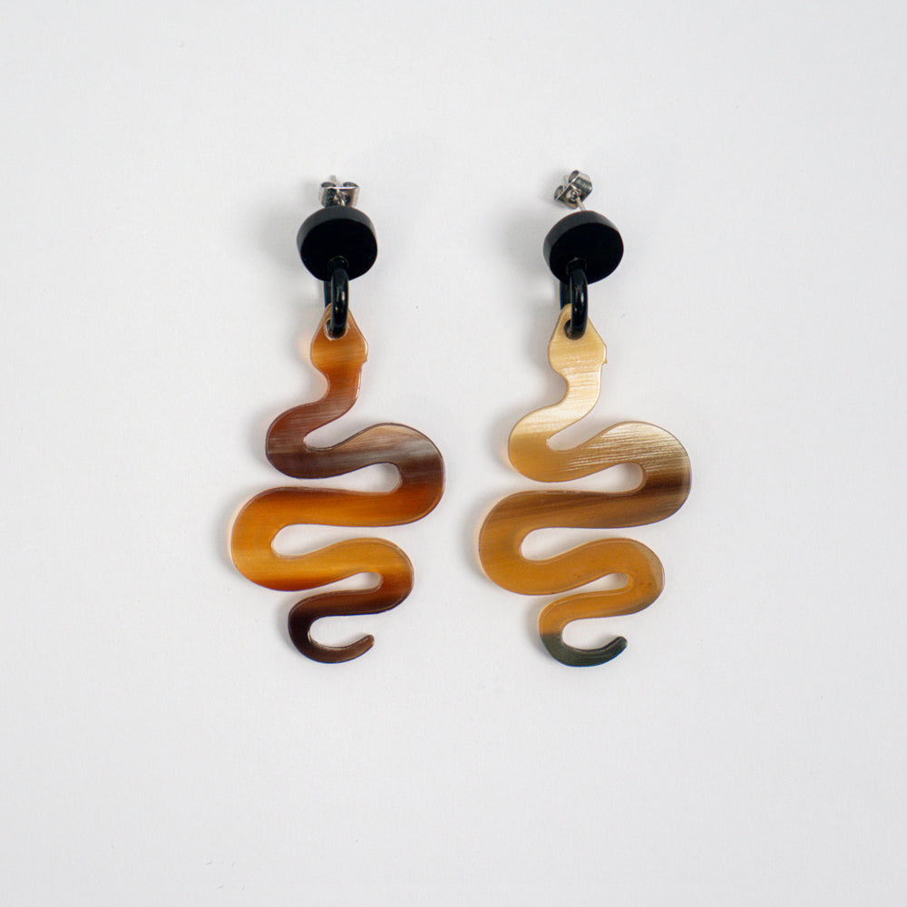 Artisan-Crafted Black Horn Drop Earrings
