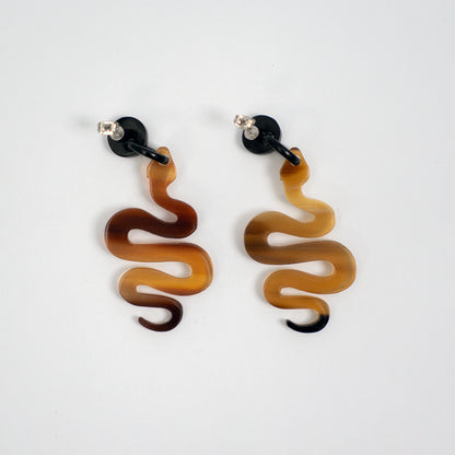 Artisan-Crafted Black Horn Drop Earrings