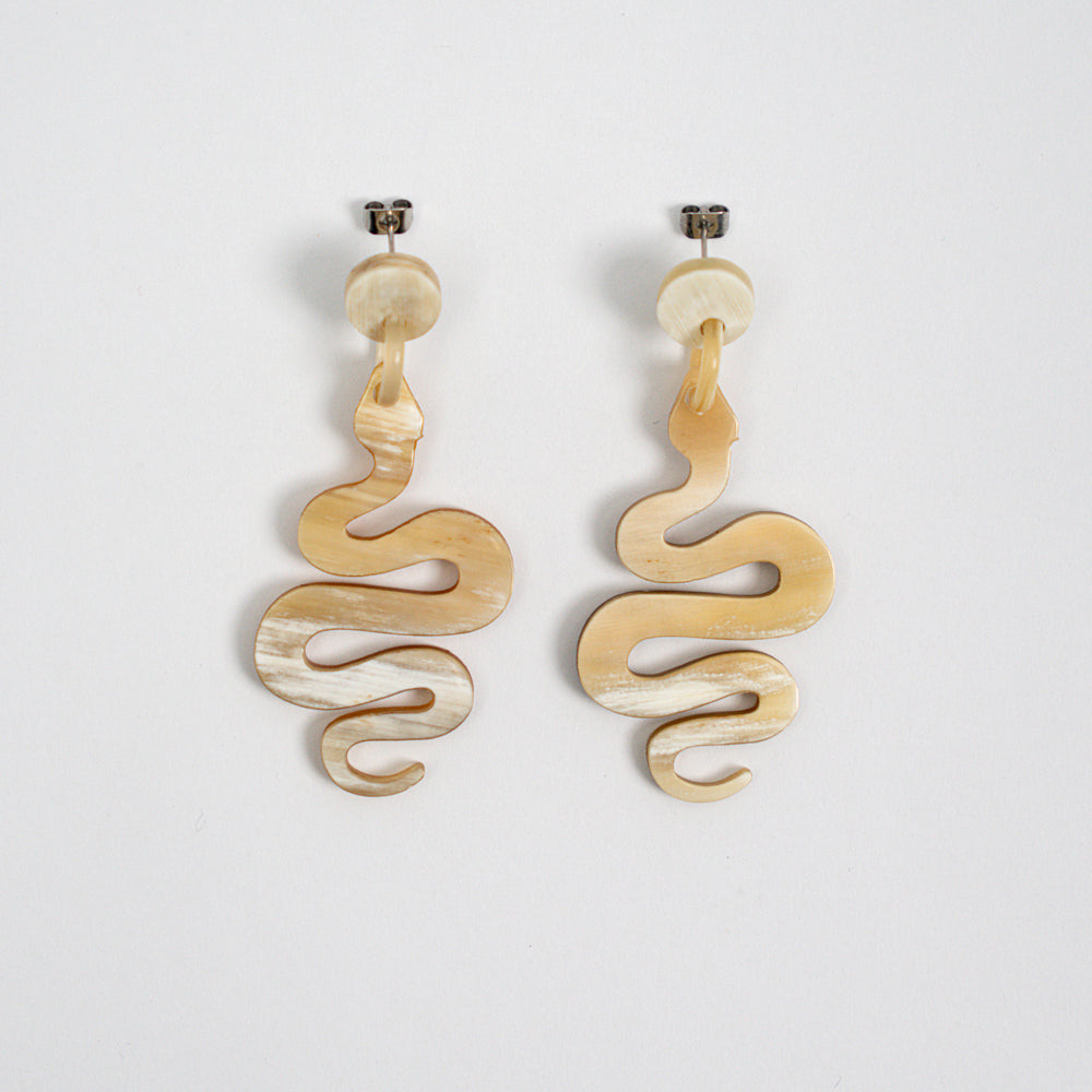 Artisan-Crafted Black Horn Drop Earrings
