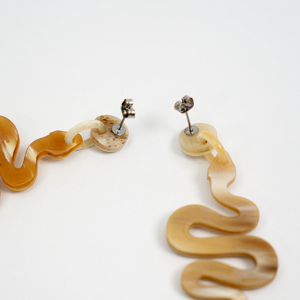 Artisan-Crafted Black Horn Drop Earrings