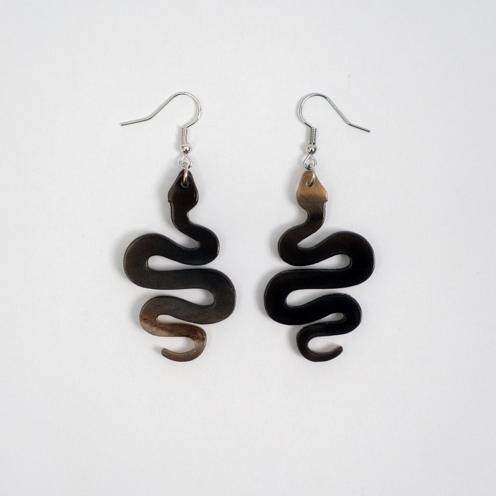 Artisan-Crafted Black Horn Drop Earrings