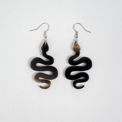 Artisan-Crafted Black Horn Drop Earrings