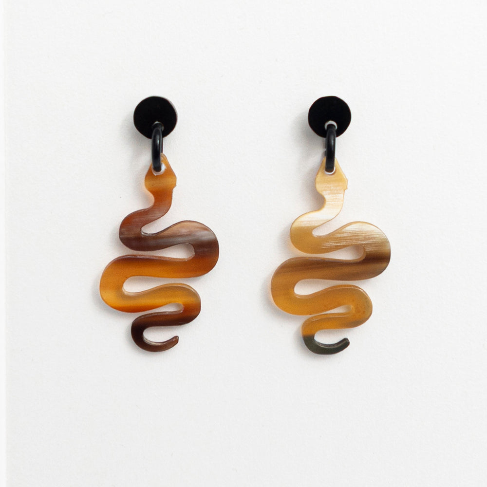 Artisan-Crafted Black Horn Drop Earrings