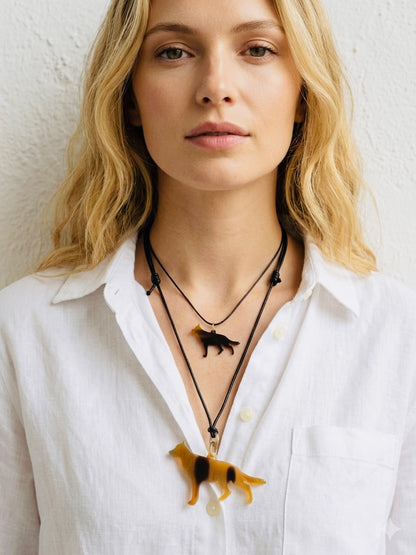 The Loyal Shadow: Custom Engraved Horn Jewelry Set (Necklace & Earrings)